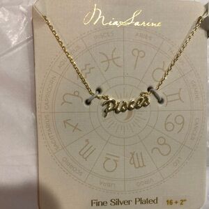 Mia Sarine Pisces zodiac sign gold plated fine‎ silver plated 16” necklace new